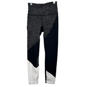 Lululemon Wunder Under Hi-Rise 7/8 Tight Black White Colorblock Leggings 4 Gym